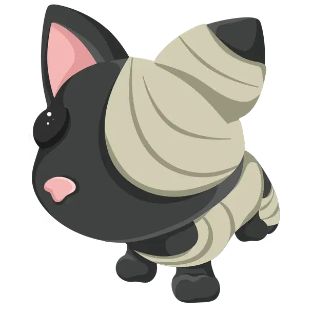 Halloween Black Mummy Cat — standard appearance