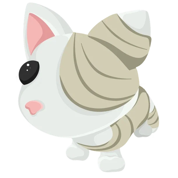 Halloween White Mummy Cat — standard appearance